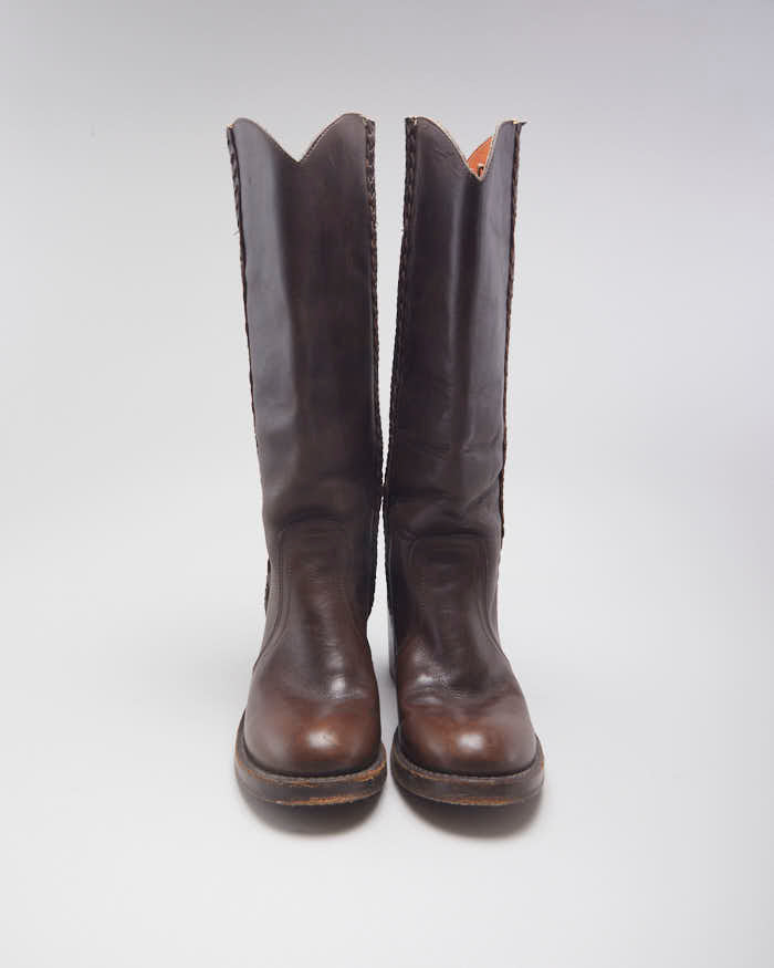 Vintage 90's Frye Cable Braid Leather Ankle Boots - UK 6