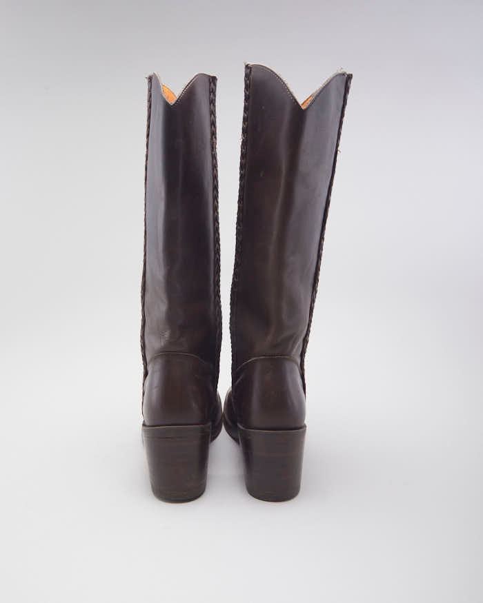 Vintage 90's Frye Cable Braid Leather Ankle Boots - UK 6