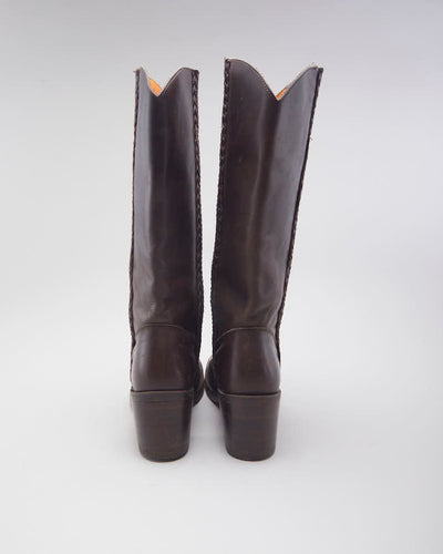 Vintage 90's Frye Cable Braid Leather Ankle Boots - UK 6