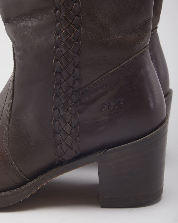 Vintage 90's Frye Cable Braid Leather Ankle Boots - UK 6