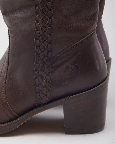 Vintage 90's Frye Cable Braid Leather Ankle Boots - UK 6