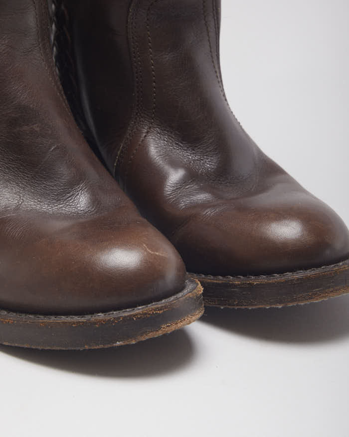 Vintage 90's Frye Cable Braid Leather Ankle Boots - UK 6