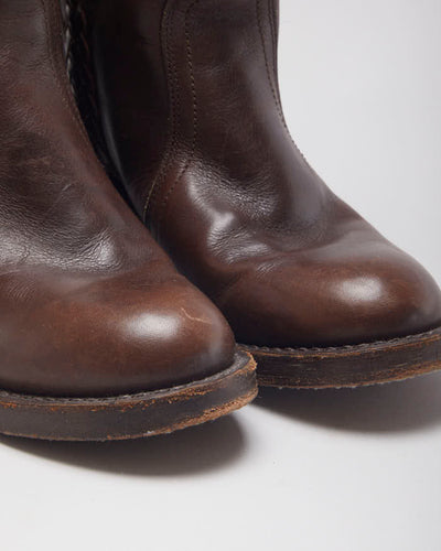 Vintage 90's Frye Cable Braid Leather Ankle Boots - UK 6