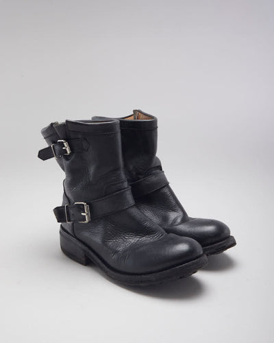 Vintage 90's Buckle Biker Ankle Boot - UK 6