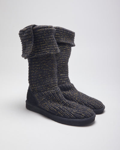 UGG Australia Cable Knit Lined Ankle Boots - UK 5.5