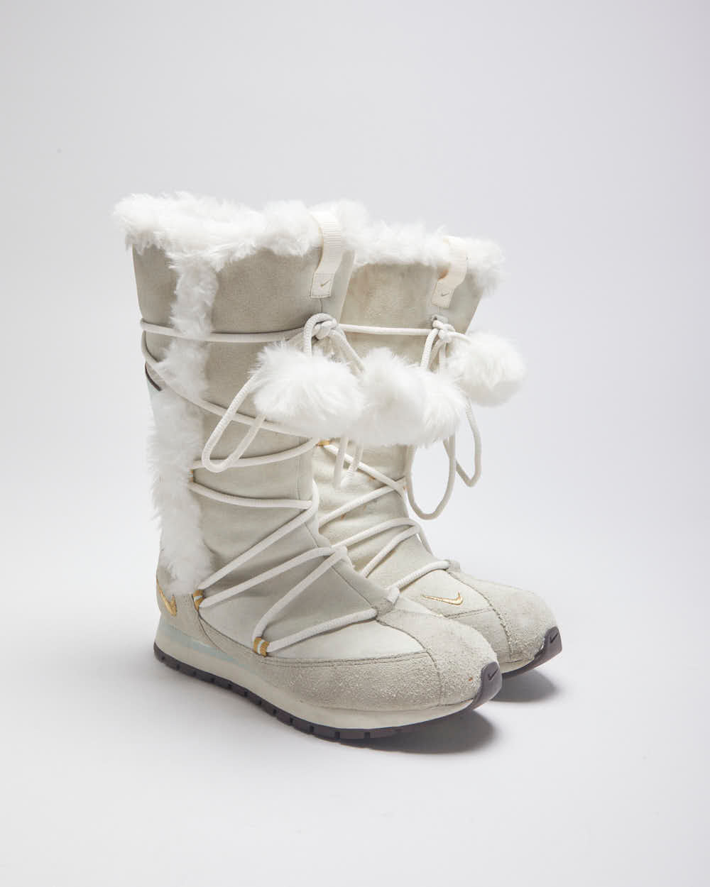 Vintage Nike Y2K Faux Fur Pom Pom Boots - UK 4.5