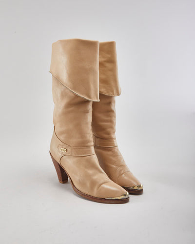 Dingo Brown Leather Heeled Boots - Uk3.5