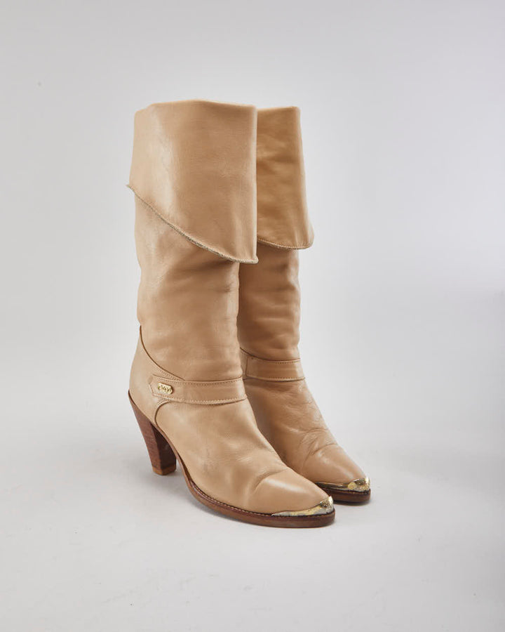 Dingo Brown Leather Heeled Boots - Uk3.5