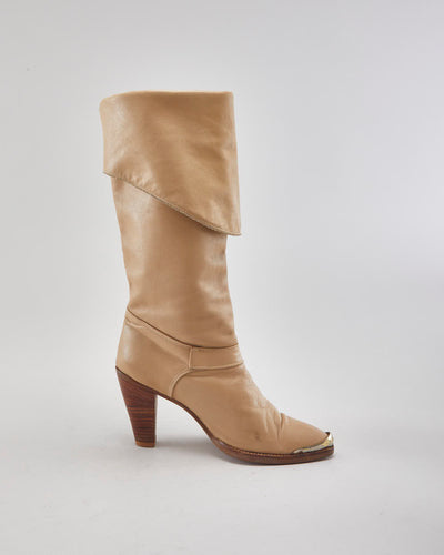 Dingo Brown Leather Heeled Boots - Uk3.5