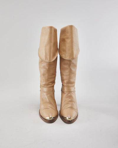 Dingo Brown Leather Heeled Boots - Uk3.5