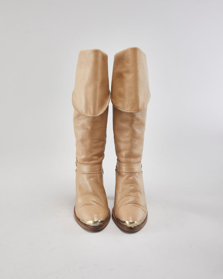 Dingo Brown Leather Heeled Boots - Uk3.5