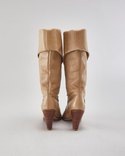 Dingo Brown Leather Heeled Boots - Uk3.5