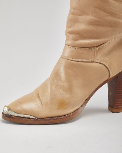 Dingo Brown Leather Heeled Boots - Uk3.5