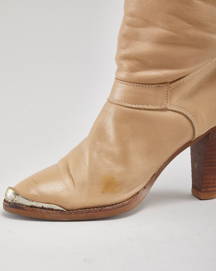 Dingo Brown Leather Heeled Boots - Uk3.5