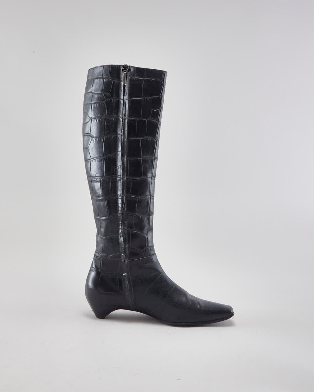 Vintage Dior Black Leather Boots - UK5