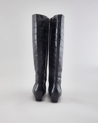 Vintage Dior Black Leather Boots - UK5