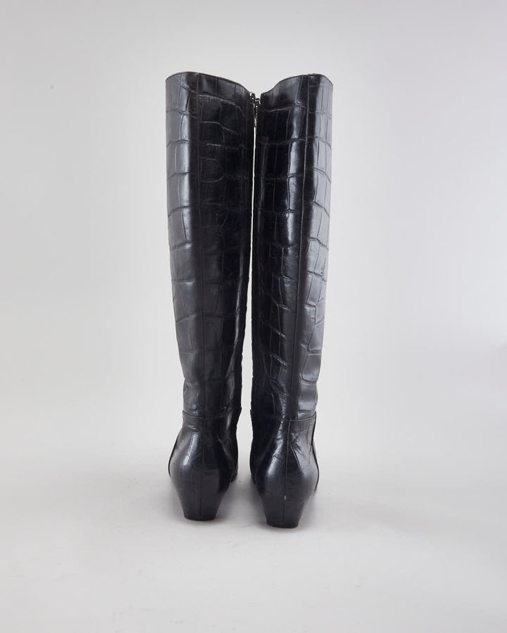 Vintage Dior Black Leather Boots - UK5