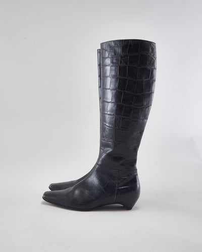 Vintage Dior Black Leather Boots - UK5