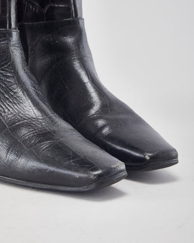Vintage Dior Black Leather Boots - UK5