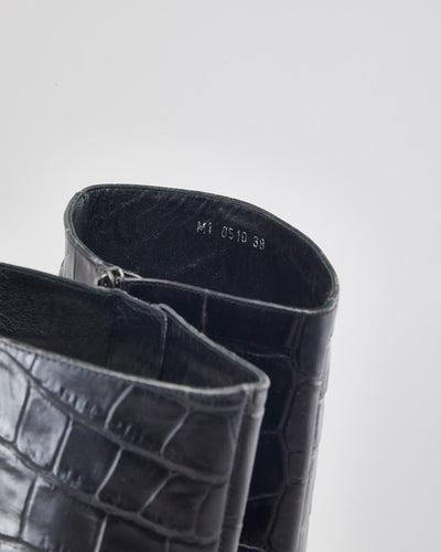 Vintage Dior Black Leather Boots - UK5