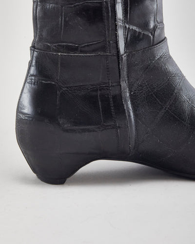 Vintage Dior Black Leather Boots - UK5