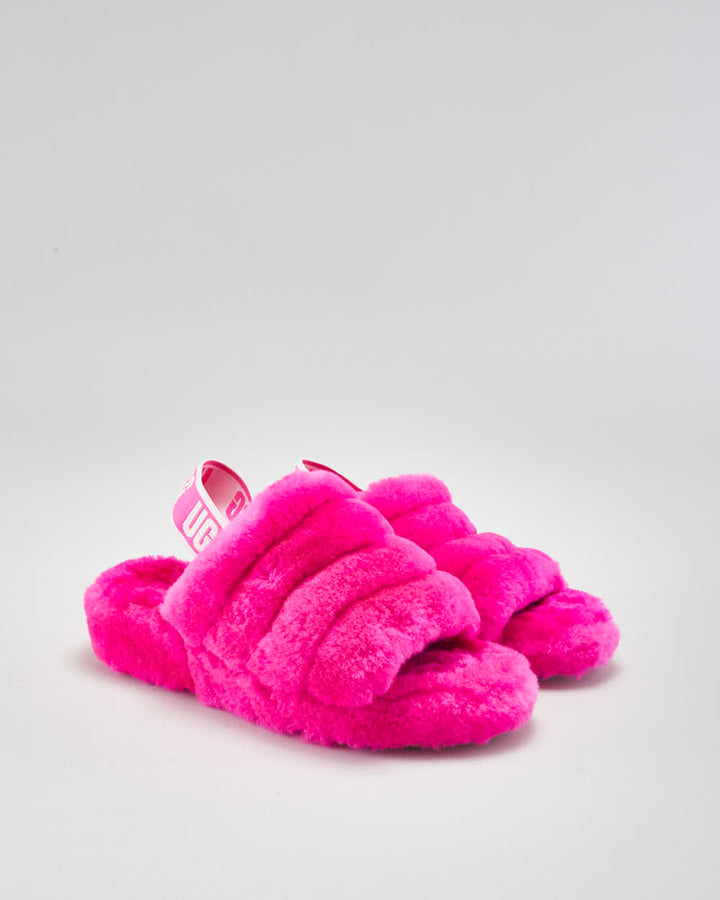 UGG Fluffy Pink Sliders UK4 - Main Image