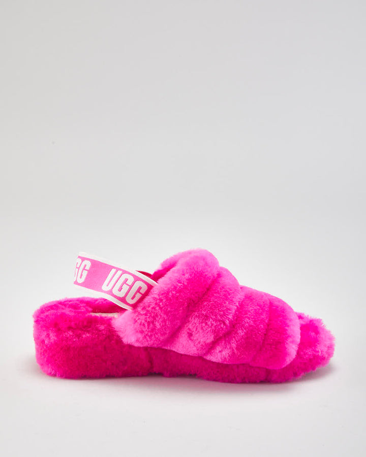 UGG Fluffy Pink Sliders - UK4
