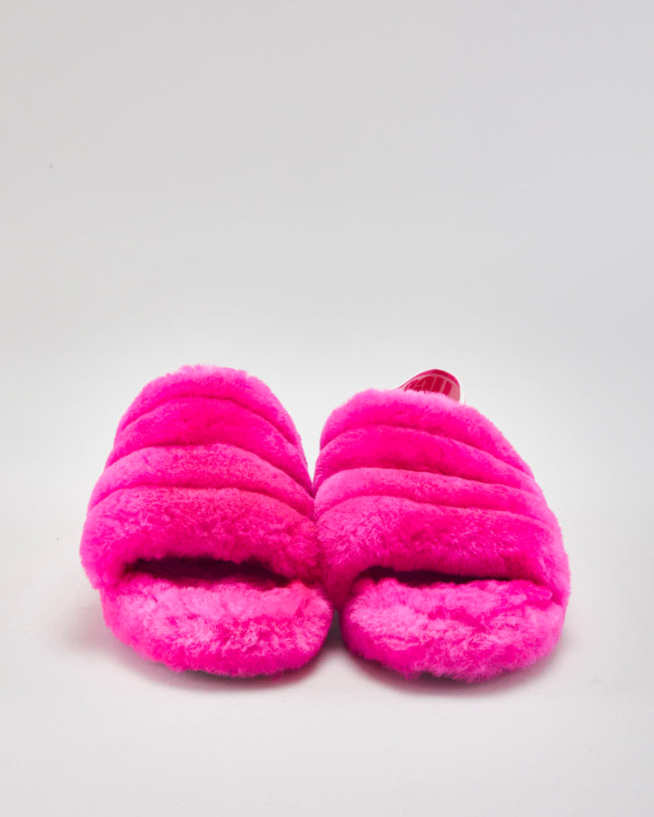 UGG Fluffy Pink Sliders - UK4
