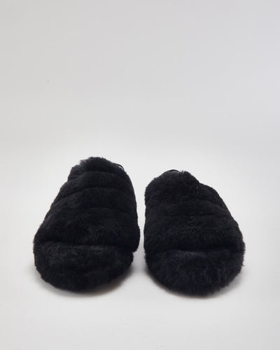 UGG Fluffy Black Sliders - UK4