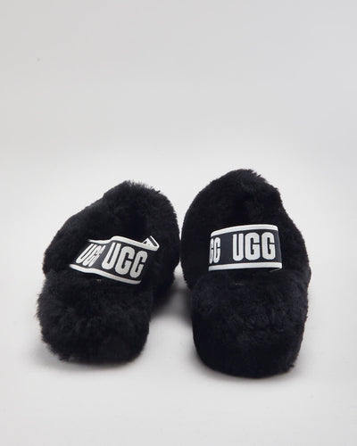 UGG Fluffy Black Sliders - UK4