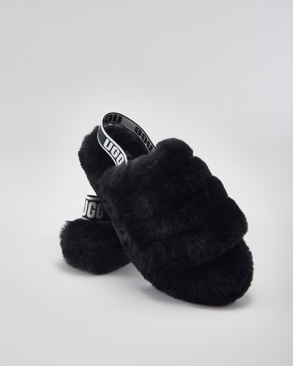 UGG Fluffy Black Sliders - UK4