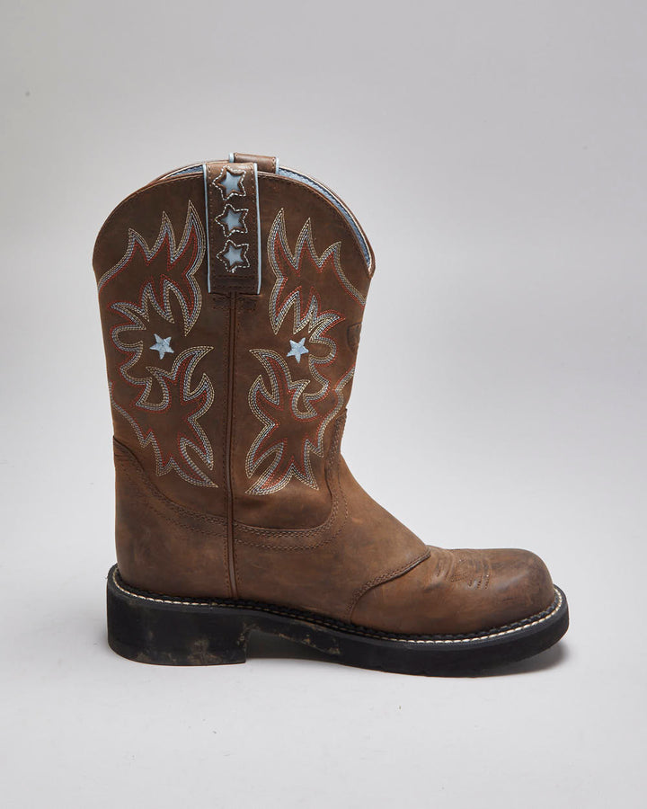 Vintage Ariat Brown Leather Cowboy Boots - UK 6