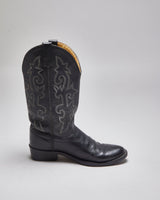 Vintage Justin Black Leather Short Cowboy Boots - UK 4