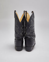 Vintage Justin Black Leather Short Cowboy Boots - UK 4