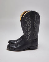 Vintage Justin Black Leather Short Cowboy Boots - UK 4