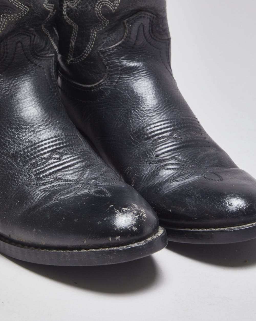 Vintage Justin Black Leather Short Cowboy Boots - UK 4