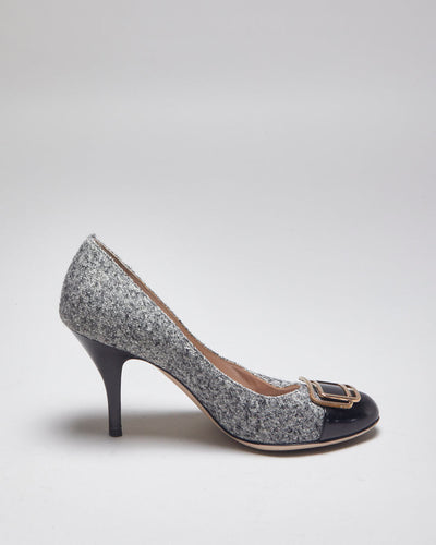 Salvatore Ferragamo Black & Grey Heels - UK6