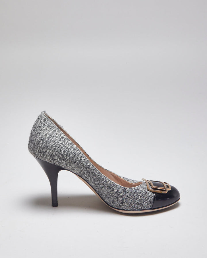 Salvatore Ferragamo Black & Grey Heels - UK6