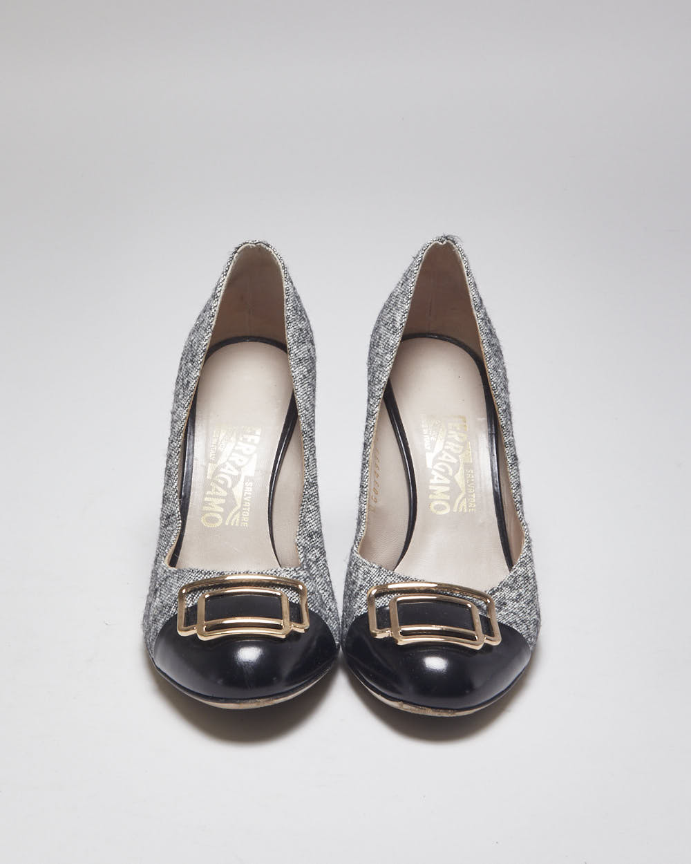 Salvatore Ferragamo Black &amp; Grey Heels - UK6