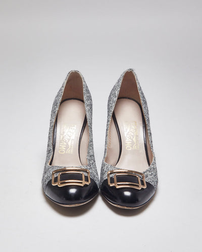 Salvatore Ferragamo Black & Grey Heels - UK6