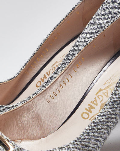 Salvatore Ferragamo Black & Grey Heels - UK6
