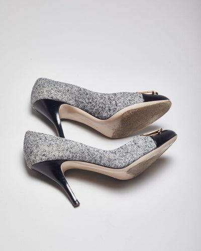 Salvatore Ferragamo Black & Grey Heels - UK6