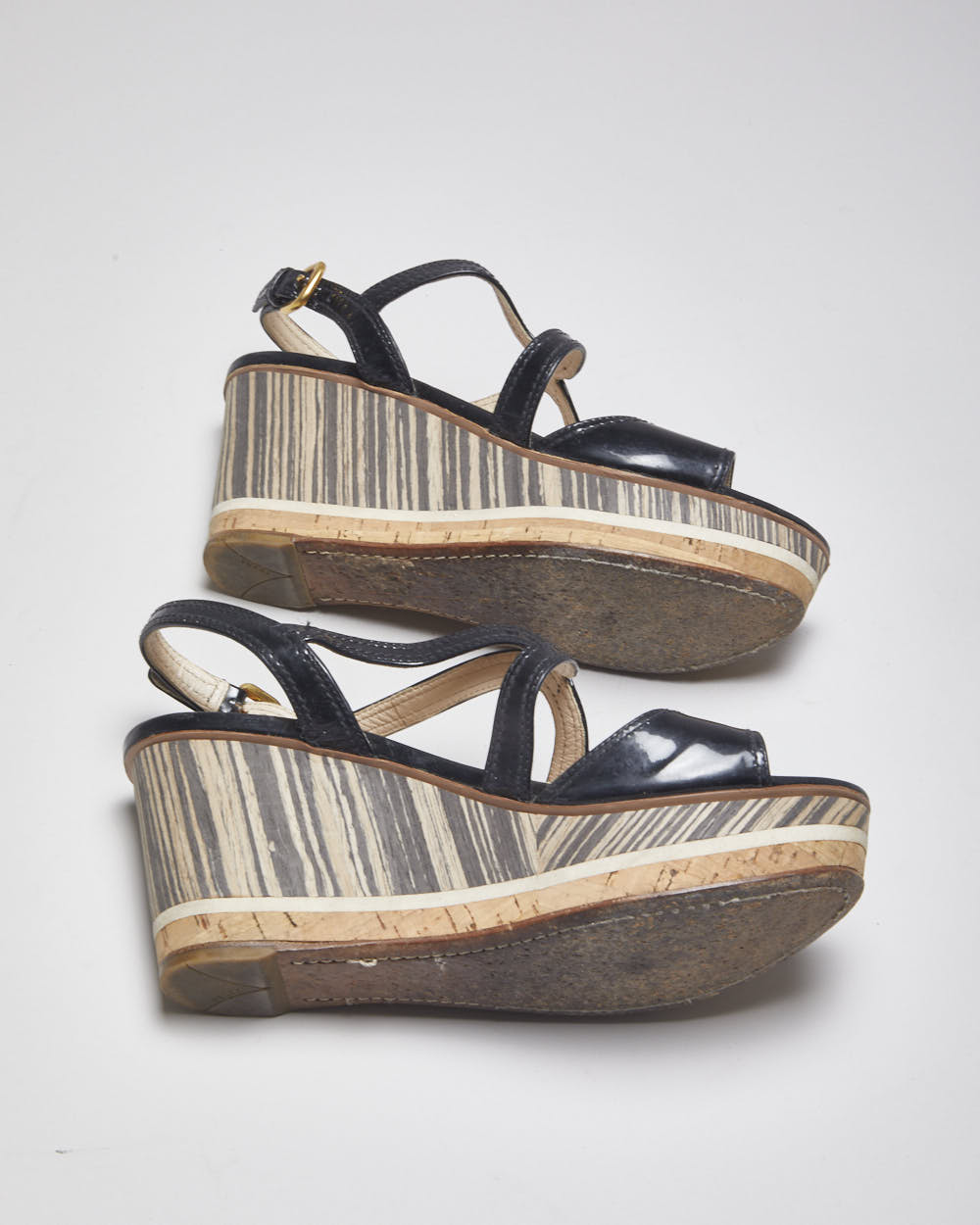 Prada Platform Wedge Sandals - UK4