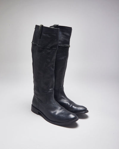 Vintage Frye Leather Black Boots - UK6.5