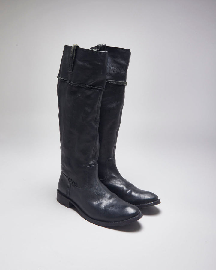 Vintage Frye Leather Black Boots - UK6.5