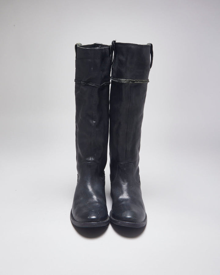 Vintage Frye Leather Black Boots - UK6.5