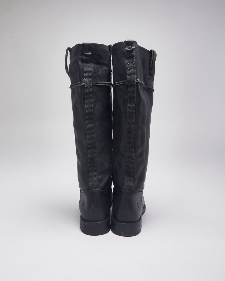 Vintage Frye Leather Black Boots - UK6.5