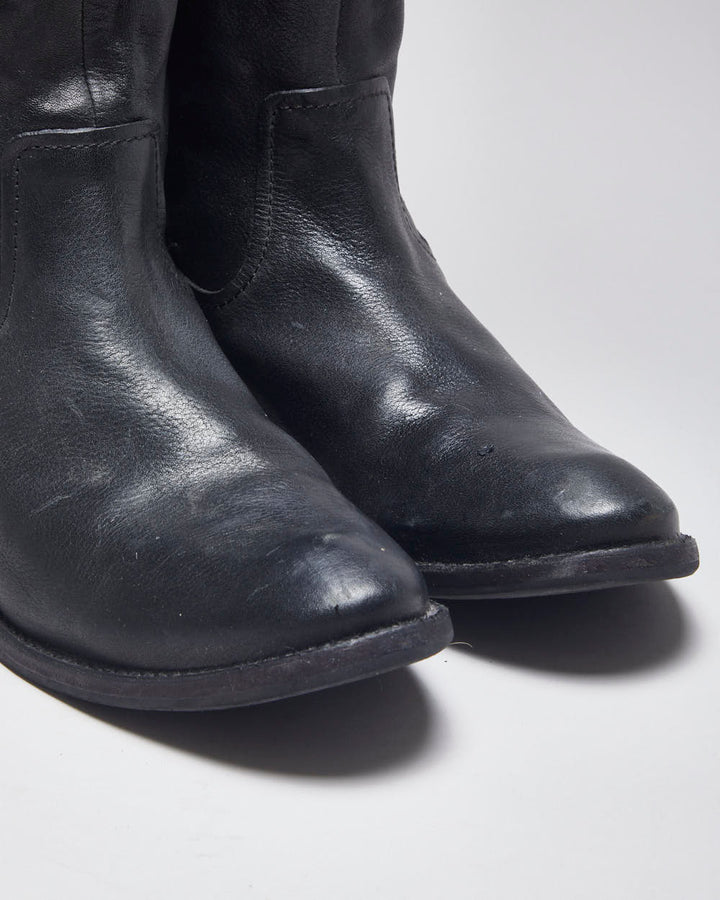 Vintage Frye Leather Black Boots - UK6.5