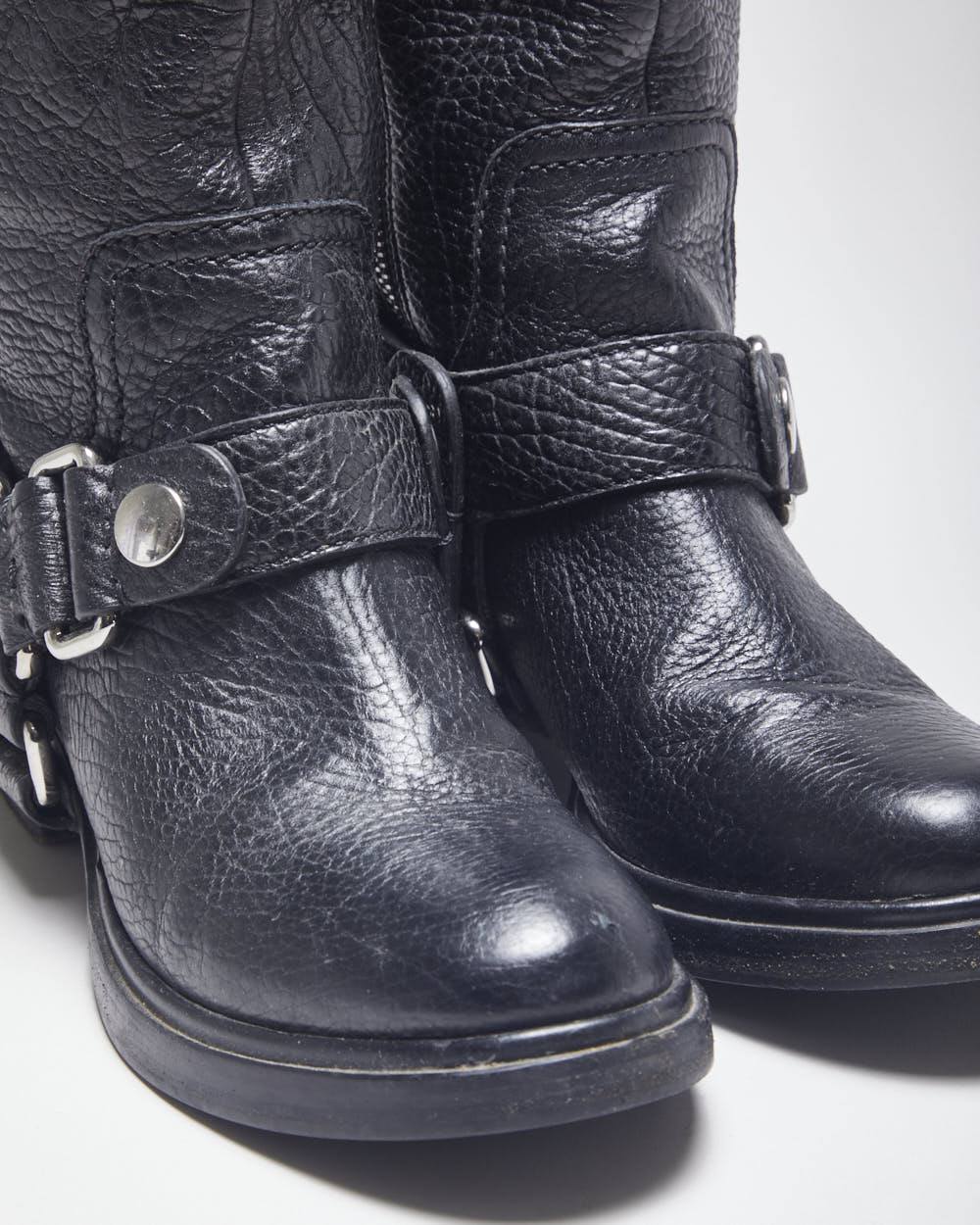 Miu miu Black Leather Biker Boots - UK4