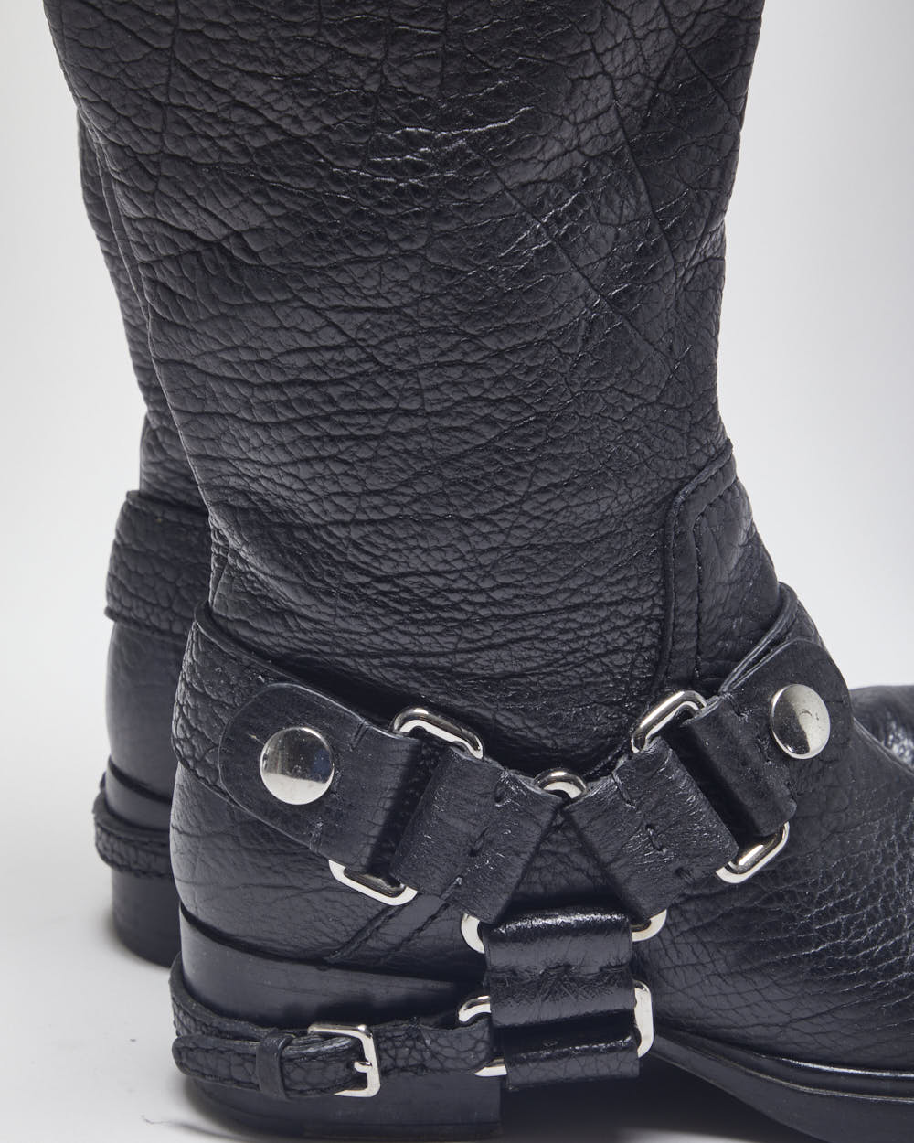 Miu miu Black Leather Biker Boots - UK4